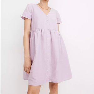 Madewell Linen-Blend Alexandra Button Mini Dress